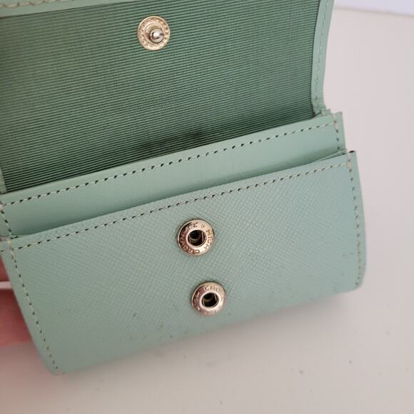 Lanvin Unisex Blue Teal Trifold Leather Wallet Card Bill Coin Compact Small Box - Picture 7 of 10